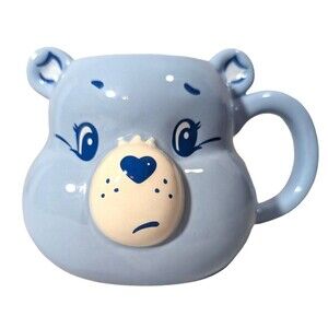 Care Bears Blue Grumpy Bear Ceramic Coffee Mug 20 oz Silver Buffalo Gift NEW